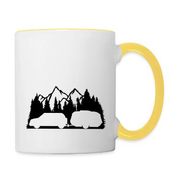 forêt montagne sapin montagnes caravane caravanes - Mug contrasté - blanc/jaune - Droite