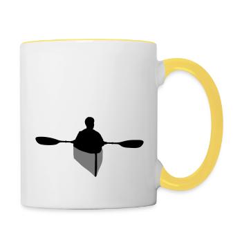 Kajaker, kajaken, paddeln - Tasse zweifarbig - Weiß/Gelb - Rechts