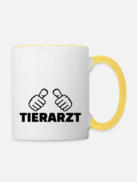 Tierarzt - Tasse zweifarbig - Weiß/Gelb