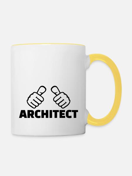 Architekt - Tasse zweifarbig - Weiß/Gelb
