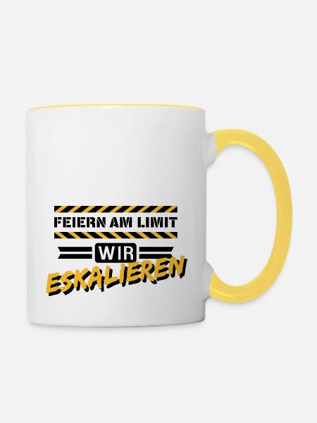 Feiern am Limit - Tasse zweifarbig - Weiß/Gelb
