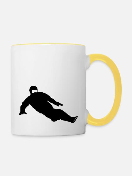 Wintersport - Snowboarder - Tasse zweifarbig - Weiß/Gelb