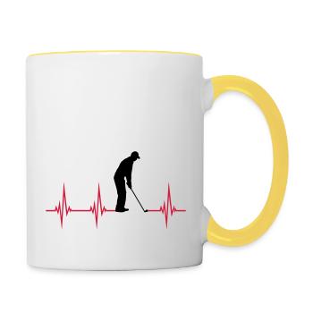 EKG Golf spielen - Tasse zweifarbig - Weiß/Gelb - Rechts