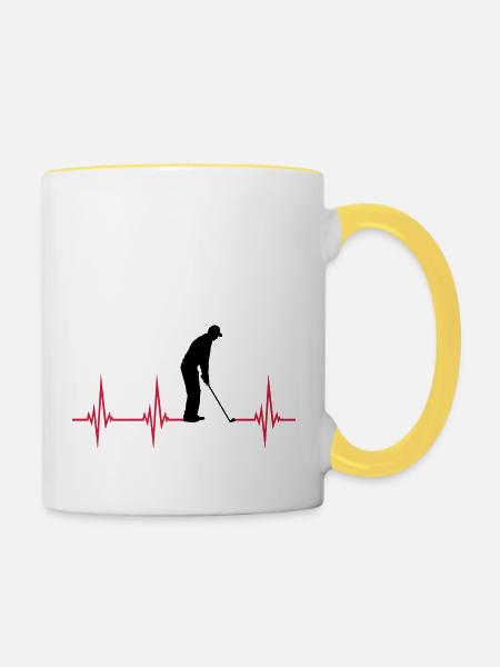 EKG Golf spielen - Tasse zweifarbig - Weiß/Gelb