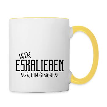 eskalieren nur ein bischen - Tasse zweifarbig - Weiß/Gelb - Rechts