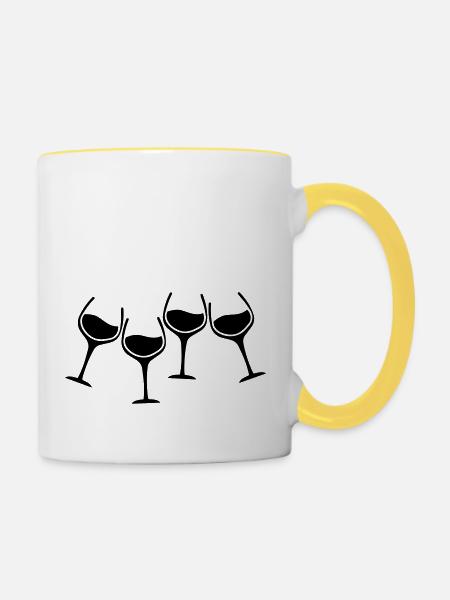 glaeser anstossen - Tasse zweifarbig - Weiß/Gelb