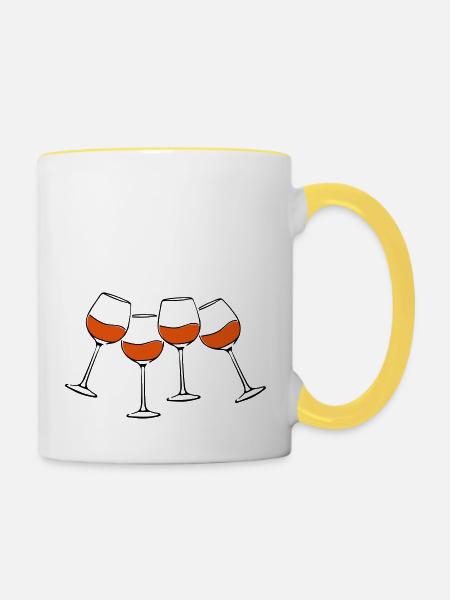 rotwein glaeser anstossen - Tasse zweifarbig - Weiß/Gelb