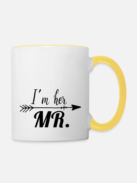 im_her_mr_arrow_1 - Tasse zweifarbig - Weiß/Gelb