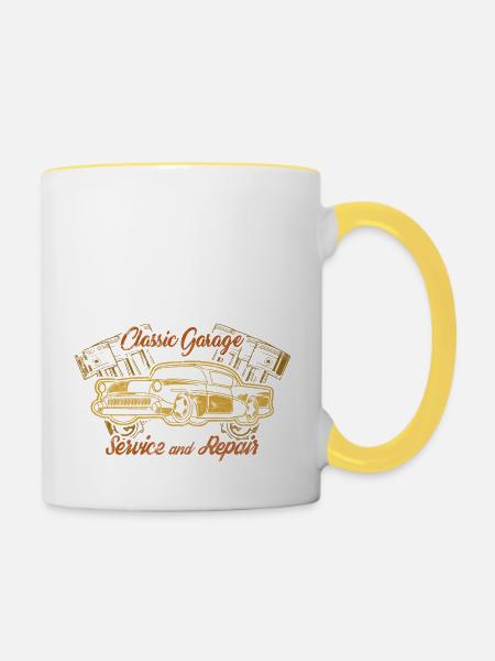 classic garage - Tasse zweifarbig - Weiß/Gelb