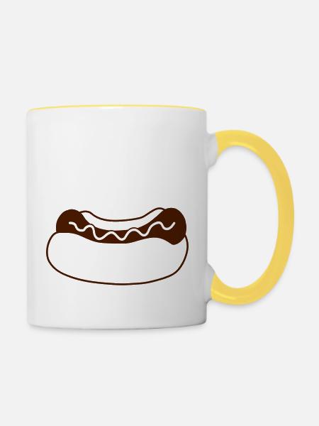 Fast Food Wuerstchen - Tasse zweifarbig - Weiß/Gelb