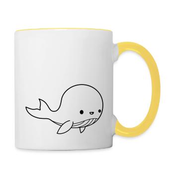 Cute whale baby - Contrasting Mug - white/yellow - Right