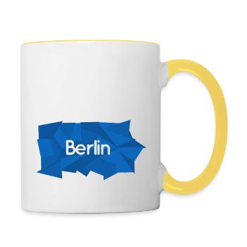 Berlin blau/weiß - Tasse zweifarbig - Weiß/Gelb - Rechts