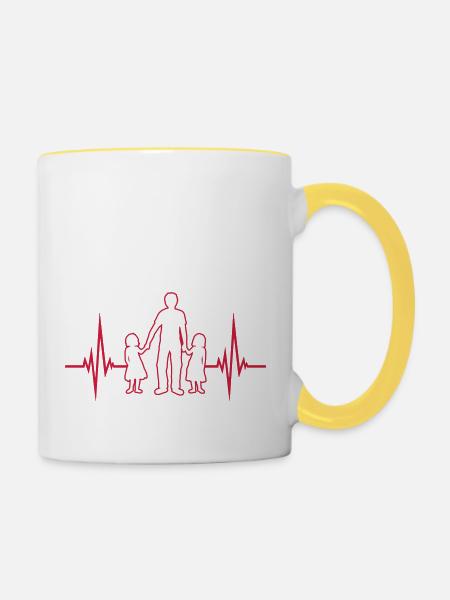Puls 2 Töchter - Tasse zweifarbig - Weiß/Gelb
