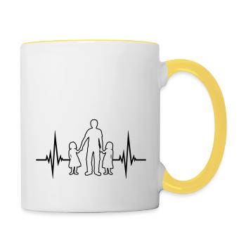 Heartbeat 2 daughters - Contrasting Mug - white/yellow - Right