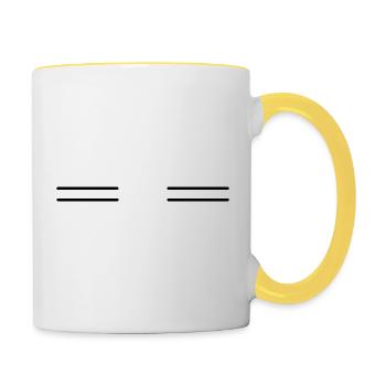 Zwei doppel Striche - Tasse zweifarbig - Weiß/Gelb - Rechts