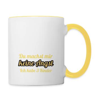 You don't scare me I have 3 children - Contrasting Mug - white/yellow - Right