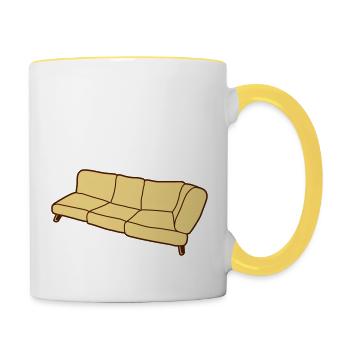 Sofa Clipart Design - Tasse zweifarbig - Weiß/Gelb - Rechts