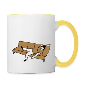 Schlafender Mann Couch - Tasse zweifarbig - Weiß/Gelb - Rechts