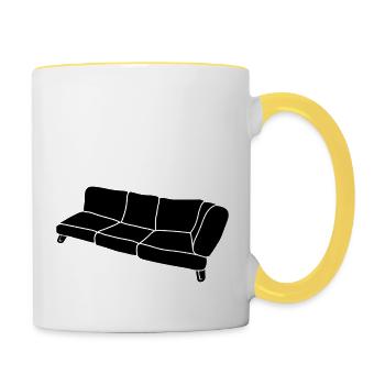 Couch Clipart Design - Tasse zweifarbig - Weiß/Gelb - Rechts
