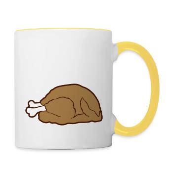 Comic Truthahn Braten - Tasse zweifarbig - Weiß/Gelb - Rechts
