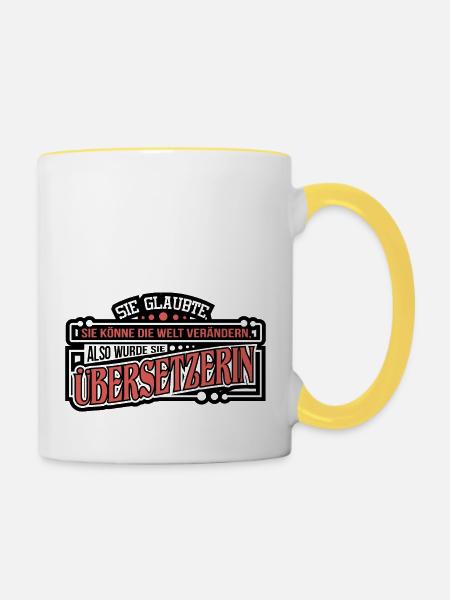 Übersetzer Übersetzerin Geschenk Dolmetscher - Tasse zweifarbig - Weiß/Gelb