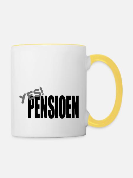 Pension - Tasse zweifarbig - Weiß/Gelb