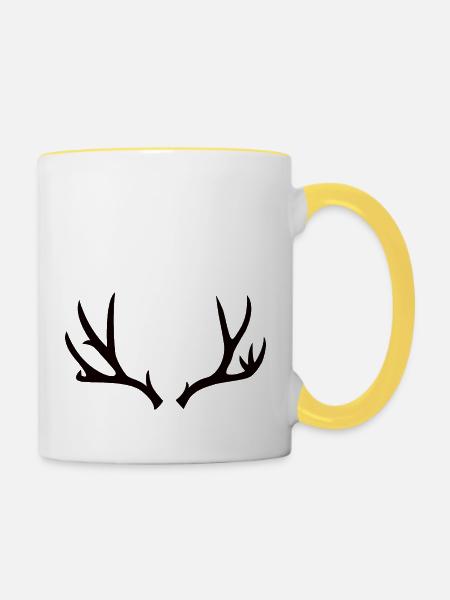 Jagd und Geweih - Tasse zweifarbig - Weiß/Gelb