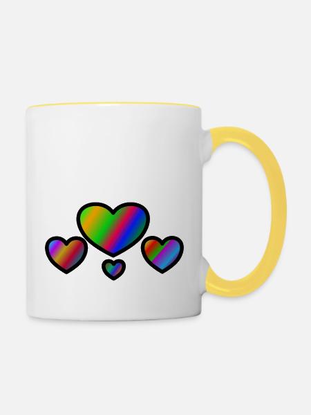 hearts - Tasse zweifarbig - Weiß/Gelb