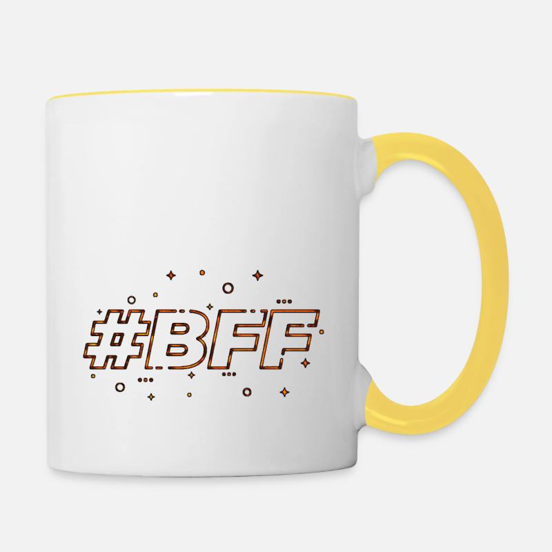 Beste Freunde - Tasse zweifarbig - Weiß/Gelb