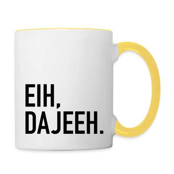 Trèves Eih Dajeeh Spruch Moselle Trèves Platt Drôle - Mug contrasté - blanc/jaune - Droite