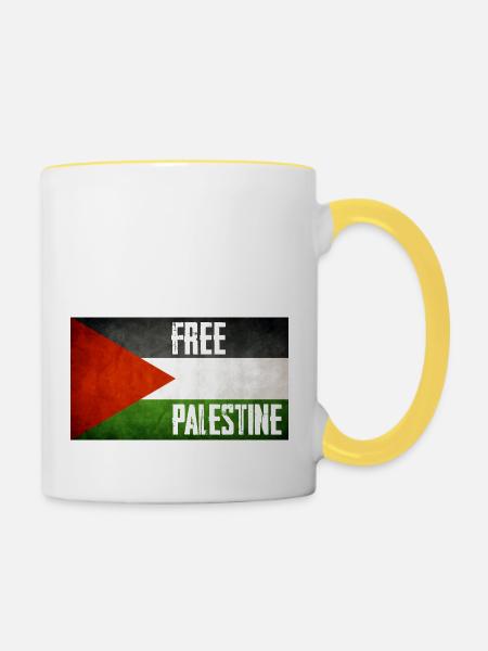 Freies Palästina - Tasse zweifarbig - Weiß/Gelb