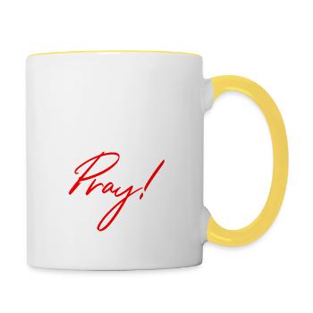 Christliche Sprüche - Tasse zweifarbig - Weiß/Gelb - Rechts