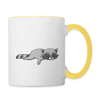 Funny Lazy Raccoon Lazy Sleeping Cap - Contrasting Mug - white/yellow - Right