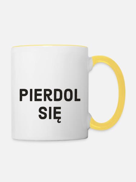 Polnisch Spruch polnische Sprache - Tasse zweifarbig - Weiß/Gelb