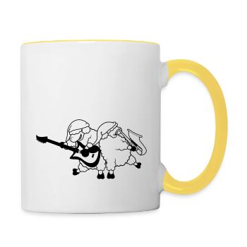 Schaf Band Party - Tasse zweifarbig - Weiß/Gelb - Rechts