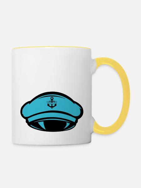 Mütze Kapitän - Tasse zweifarbig - Weiß/Gelb