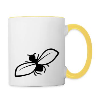 Design Nervige Fliege - Tasse zweifarbig - Weiß/Gelb - Rechts