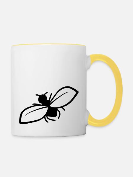 Design Nervige Fliege - Tasse zweifarbig - Weiß/Gelb