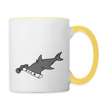 Requin-marteau Requin Visage - Mug contrasté - blanc/jaune - Droite