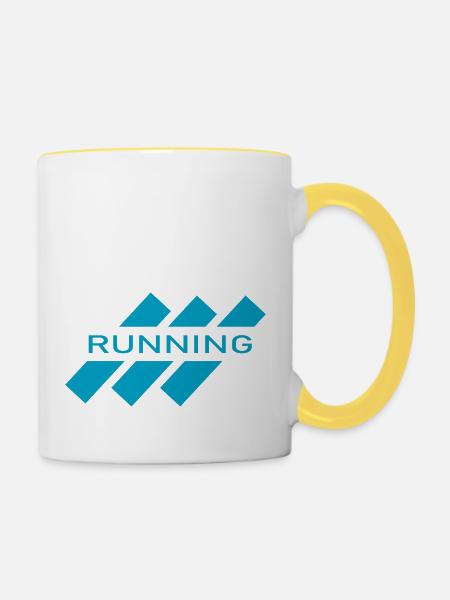 Marathon Running Run jogging - Tasse zweifarbig - Weiß/Gelb