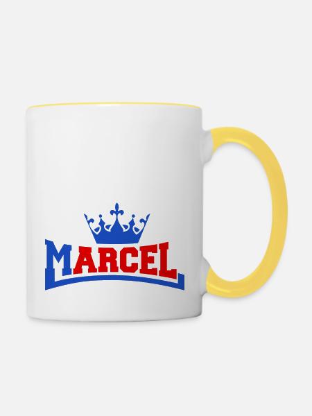 Mein name ist Marcel - Tasse zweifarbig - Weiß/Gelb