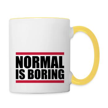 Normal est ennuyeux - Mug contrasté - blanc/jaune - Droite