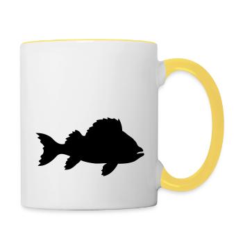 Silhouette Sea Fish - Contrasting Mug - white/yellow - Right