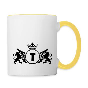 Lettre T Armoiries - Mug contrasté - blanc/jaune - Droite