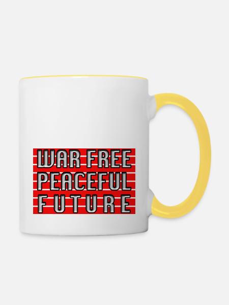 WAR FREE PEACEFUL FUTURE - Tasse zweifarbig - Weiß/Gelb