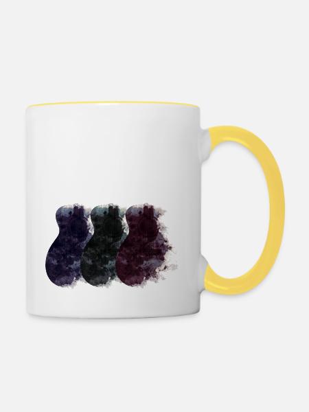Gitarren - Tasse zweifarbig - Weiß/Gelb
