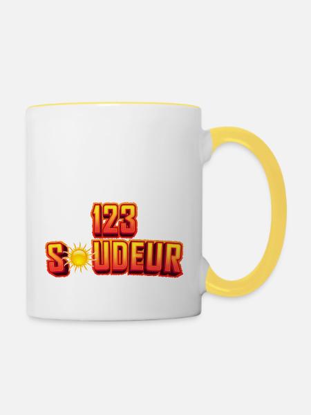 Schweißer in Aktion - Tasse zweifarbig - Weiß/Gelb