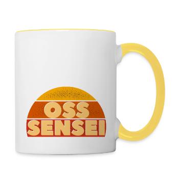 Oss sensei - Judo Geschenkidee - Tasse zweifarbig - Weiß/Gelb - Rechts