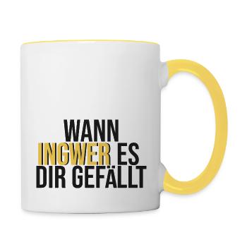 Wann Ingwer es dir gefällt - Tasse zweifarbig - Weiß/Gelb - Rechts