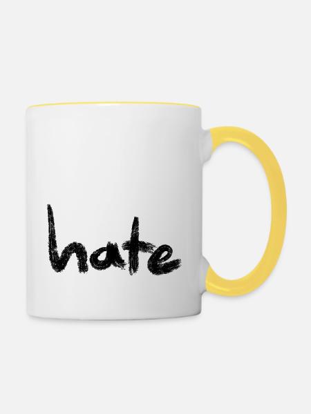 Hate Text Black - Tasse zweifarbig - Weiß/Gelb